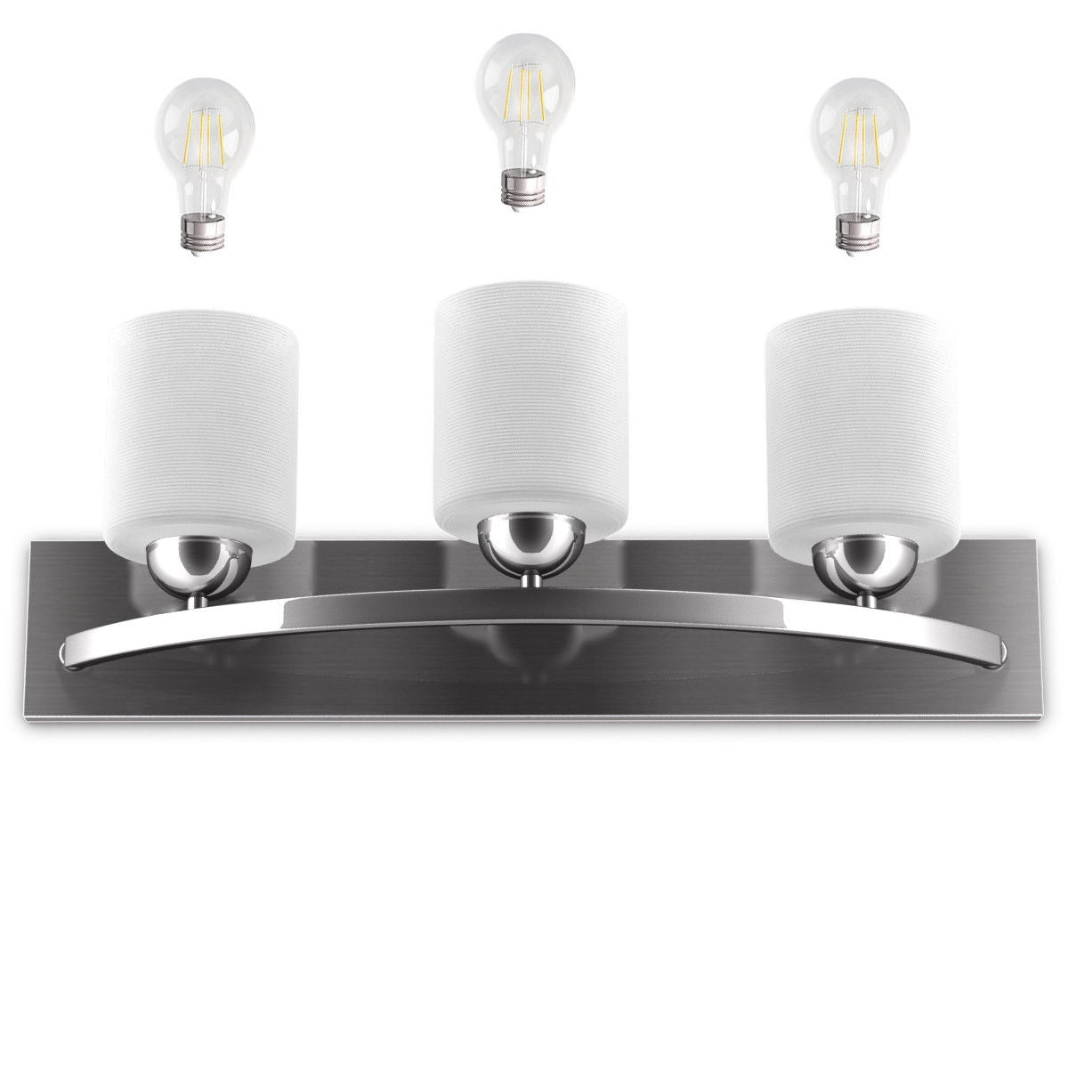 Elegant 3 Light Brushed Nickel Vanity Wall Sconce with Frosted Glass Shades