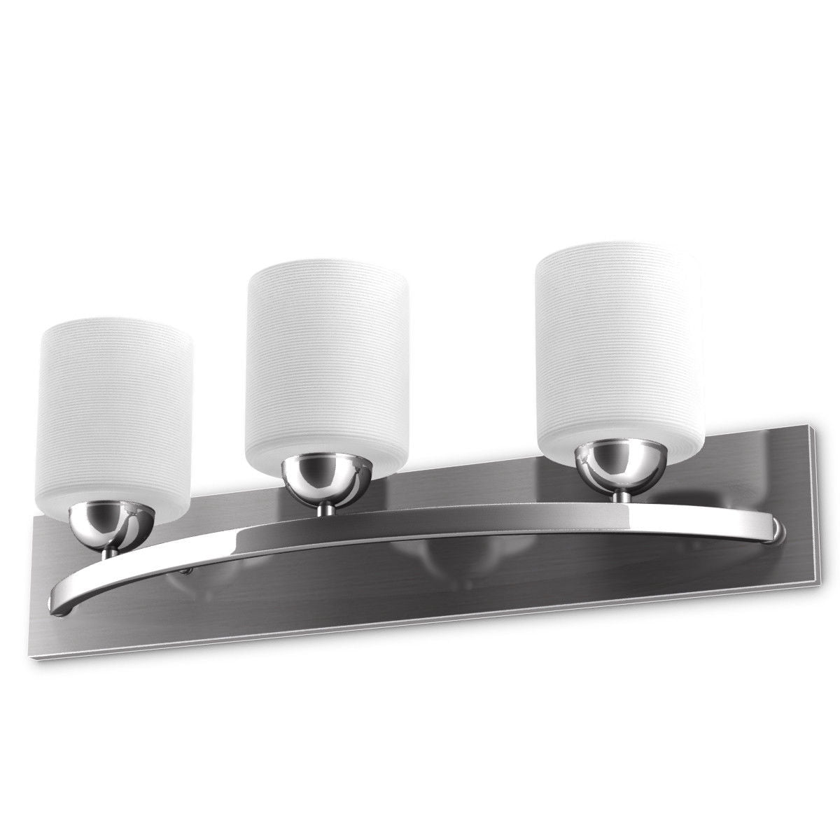 Elegant 3 Light Brushed Nickel Vanity Wall Sconce with Frosted Glass Shades