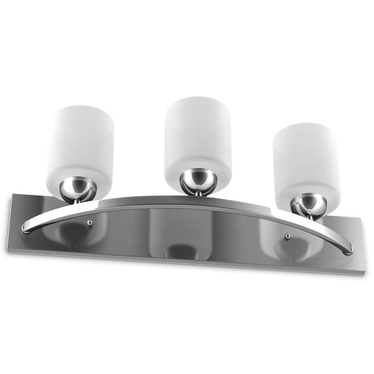 Elegant 3 Light Brushed Nickel Vanity Wall Sconce with Frosted Glass Shades