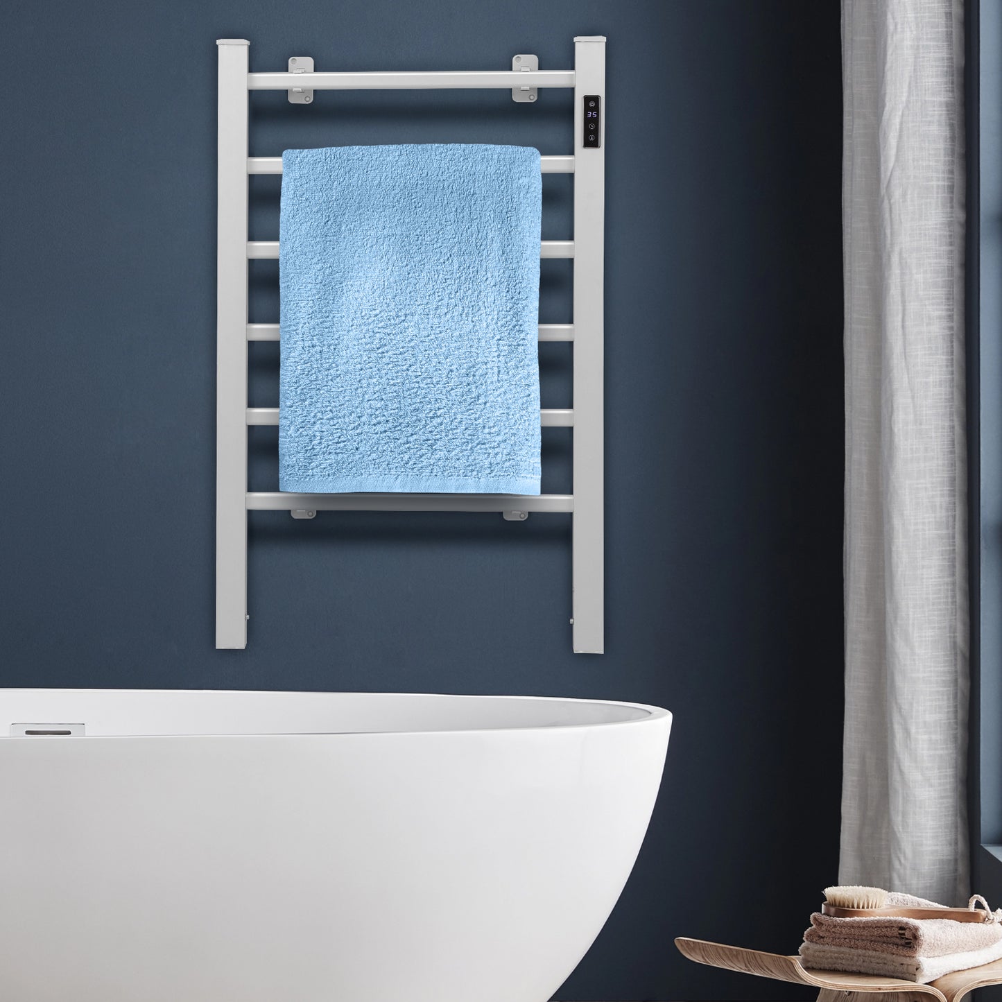 Freestanding & Wall-Mounted 6 Bar Towel Warmer with Timer & LED Display