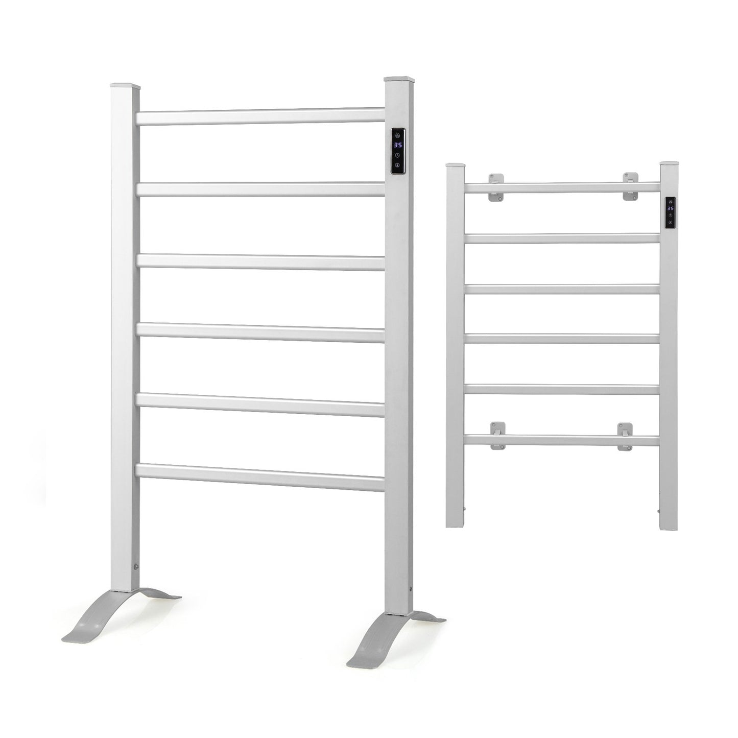 Freestanding & Wall-Mounted 6 Bar Towel Warmer with Timer & LED Display