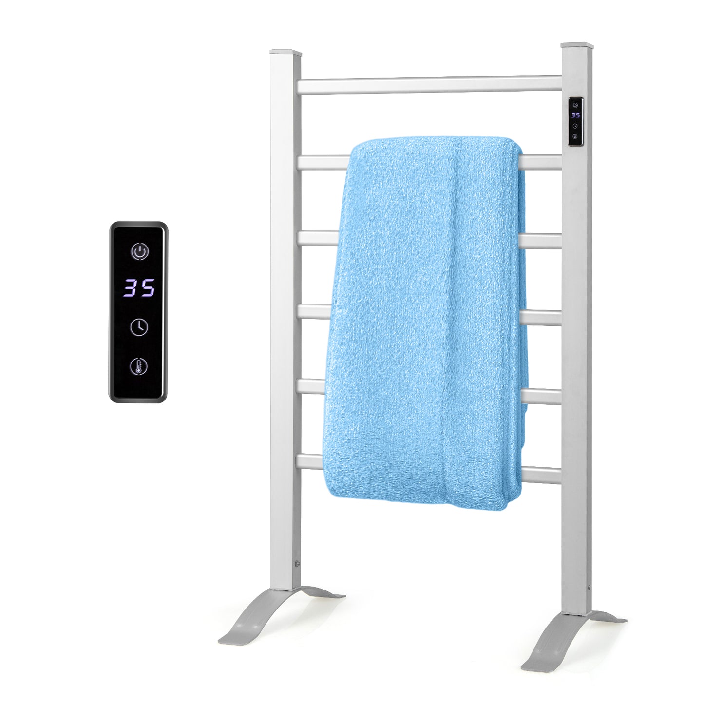 Freestanding & Wall-Mounted 6 Bar Towel Warmer with Timer & LED Display