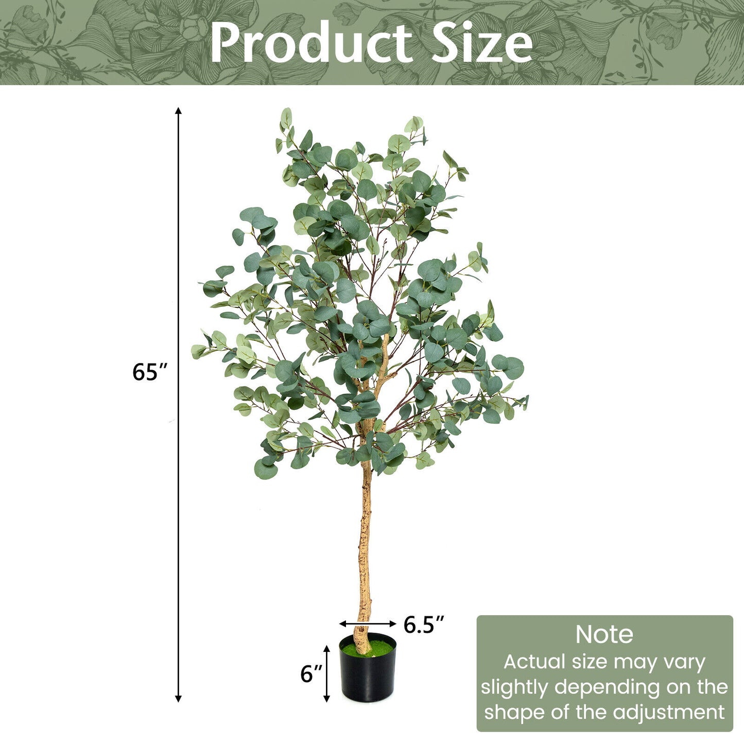 5.5ft Lifelike Artificial Eucalyptus Tree with 517 Silver Dollar Leaves for Home & Office Decor
