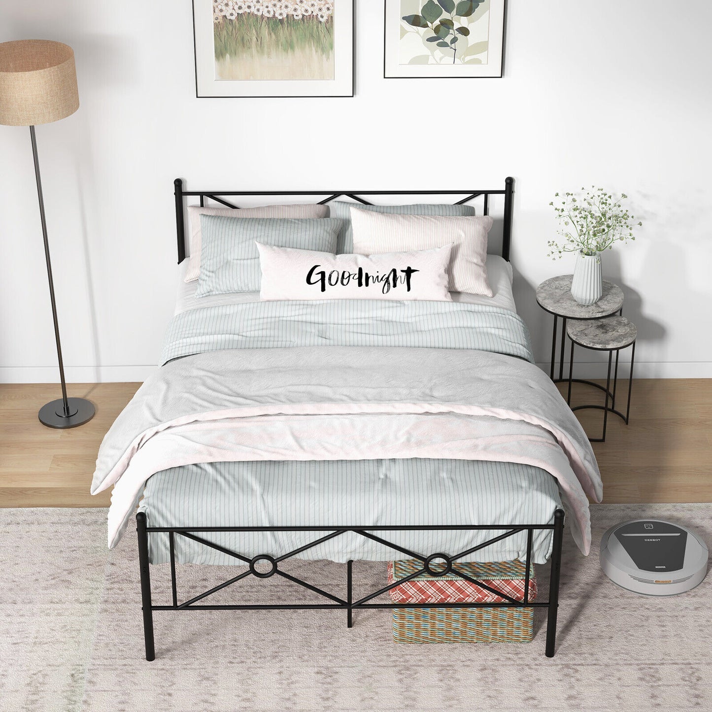 Elegant Metal Platform Bed Frame with Headboard and Footboard – Full & Queen Size