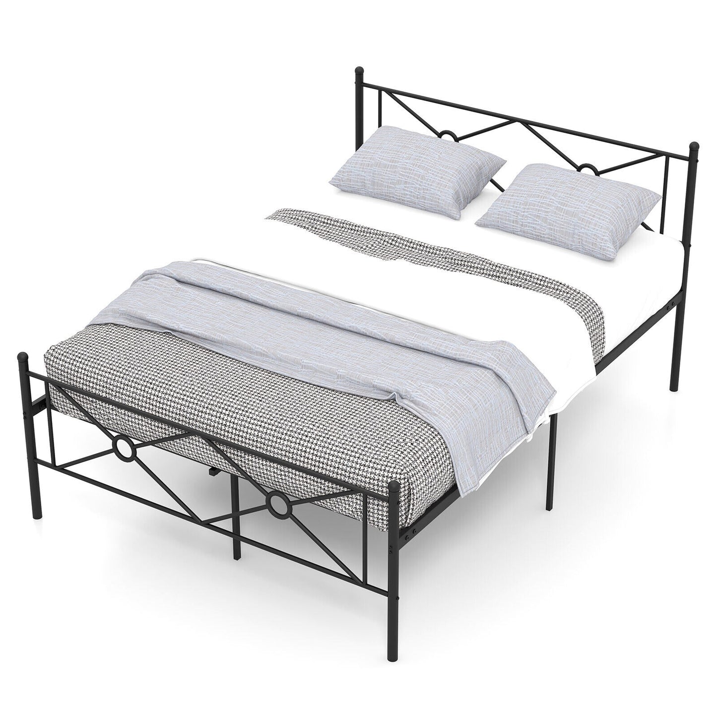 Elegant Metal Platform Bed Frame with Headboard and Footboard – Full & Queen Size