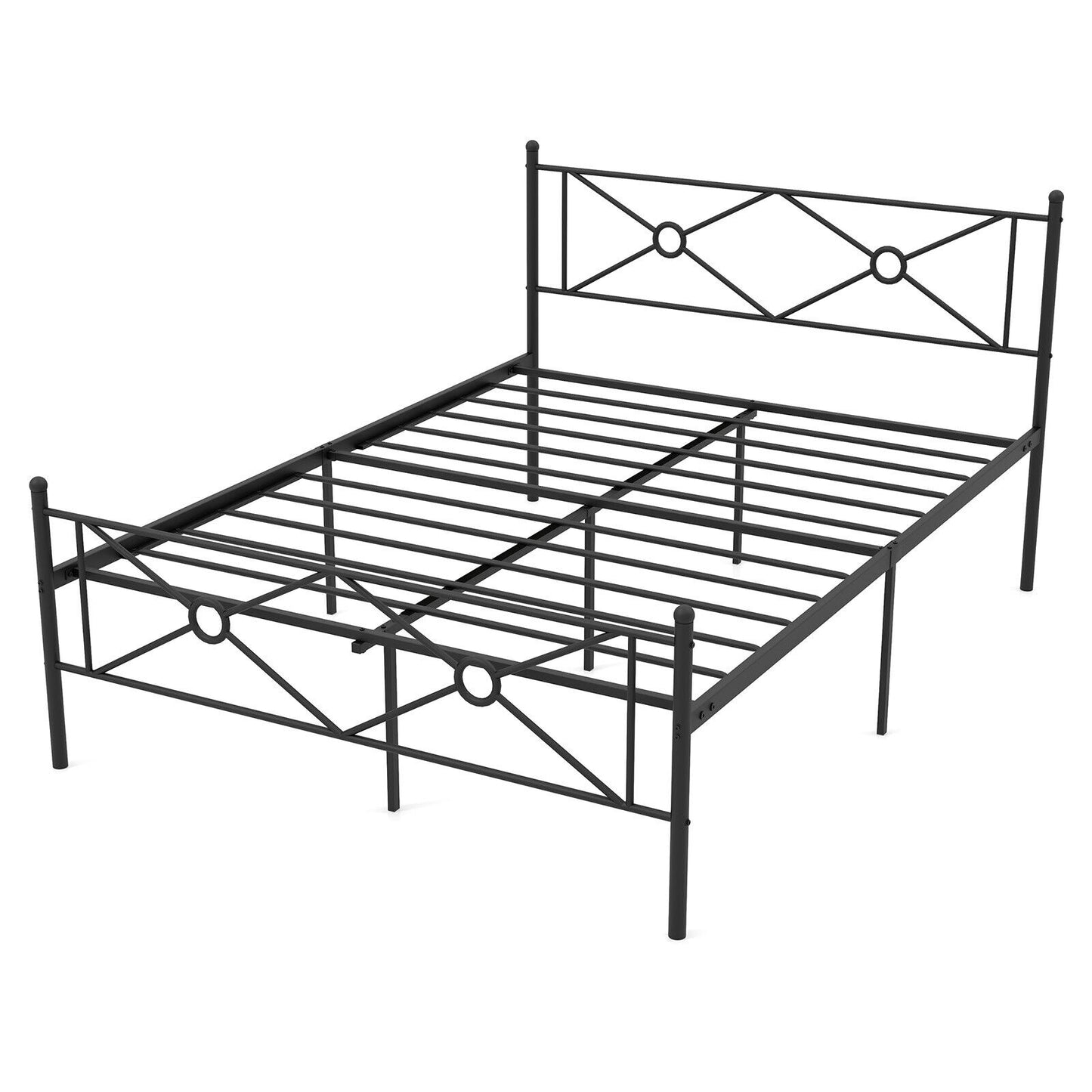 Elegant Metal Platform Bed Frame with Headboard and Footboard – Full & Queen Size
