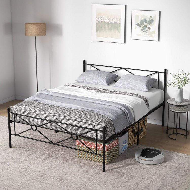 Elegant Metal Platform Bed Frame with Headboard and Footboard – Full & Queen Size