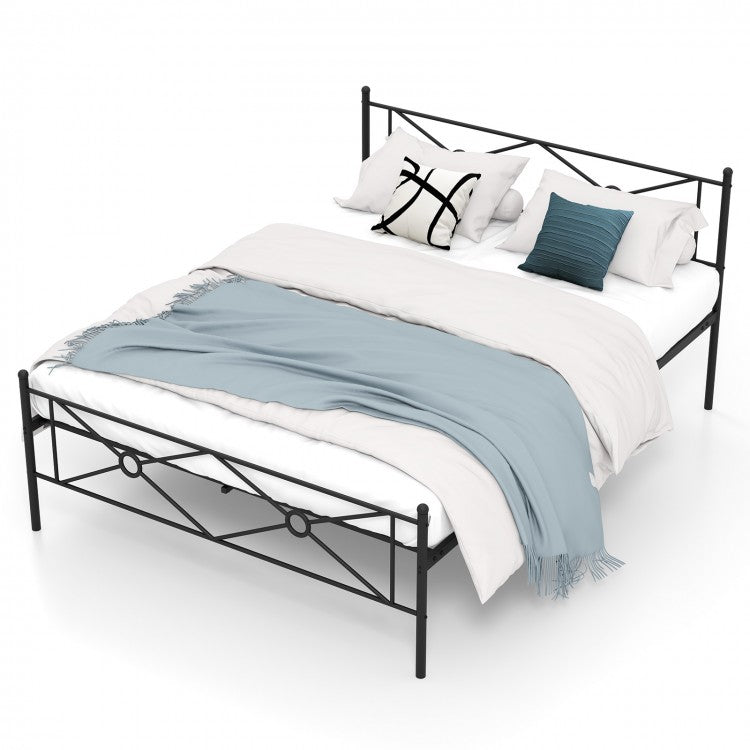 Elegant Metal Platform Bed Frame with Headboard and Footboard – Full & Queen Size