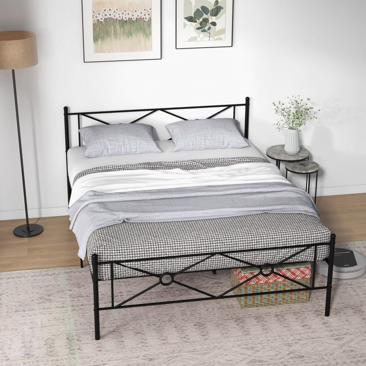 Elegant Metal Platform Bed Frame with Headboard and Footboard – Full & Queen Size