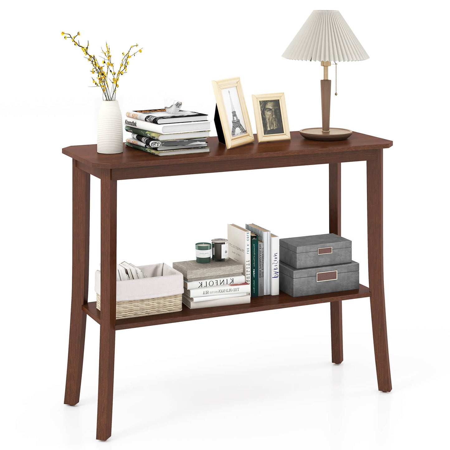 Modern 2-Tier Console Table with Open Shelf for Entryway or Living Room
