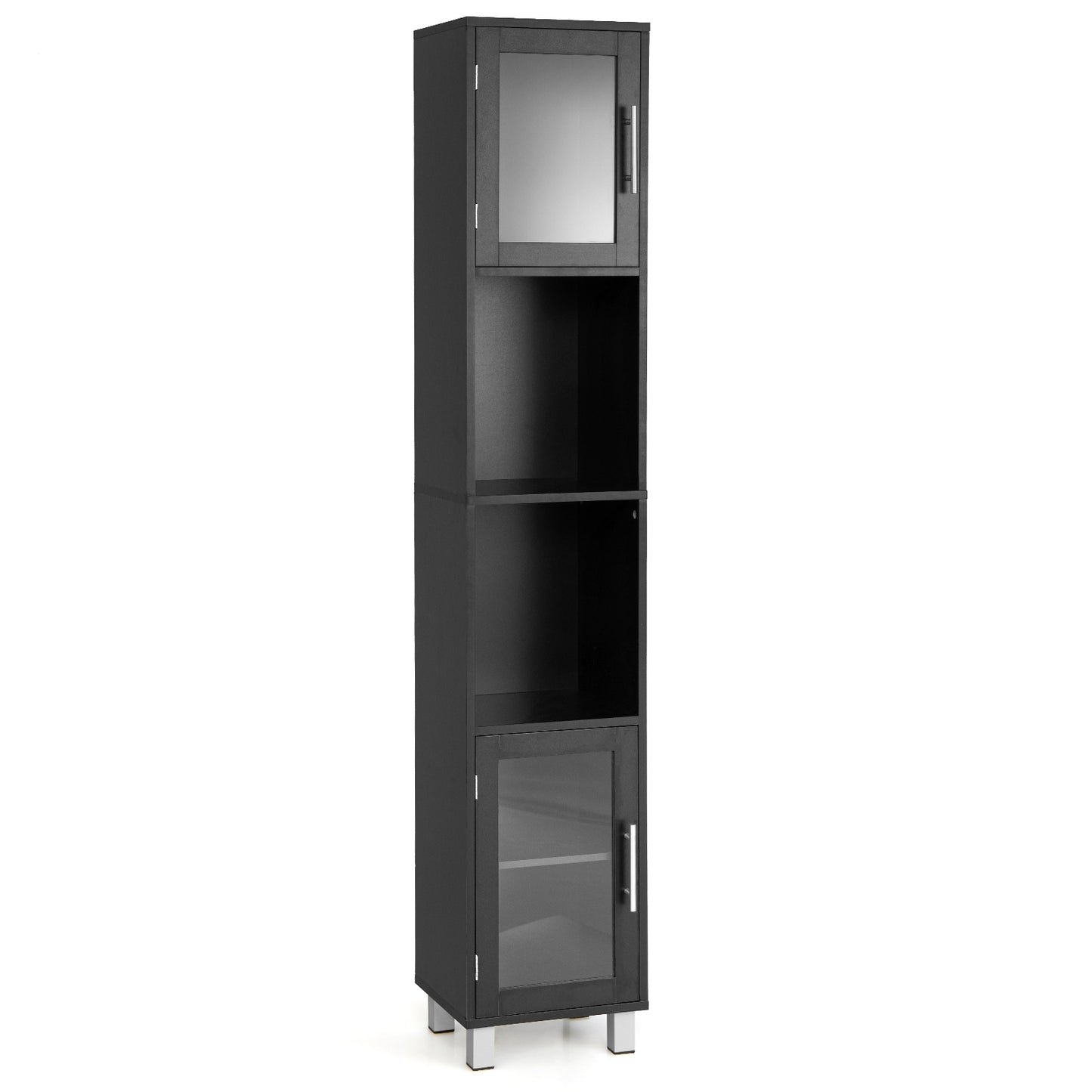 71" Tall Bathroom Storage Cabinet with Display Shelves & Organizer for Bedroom