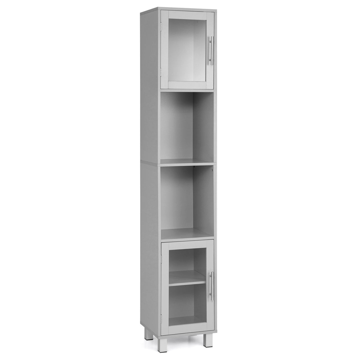 71" Tall Bathroom Storage Cabinet with Display Shelves & Organizer for Bedroom