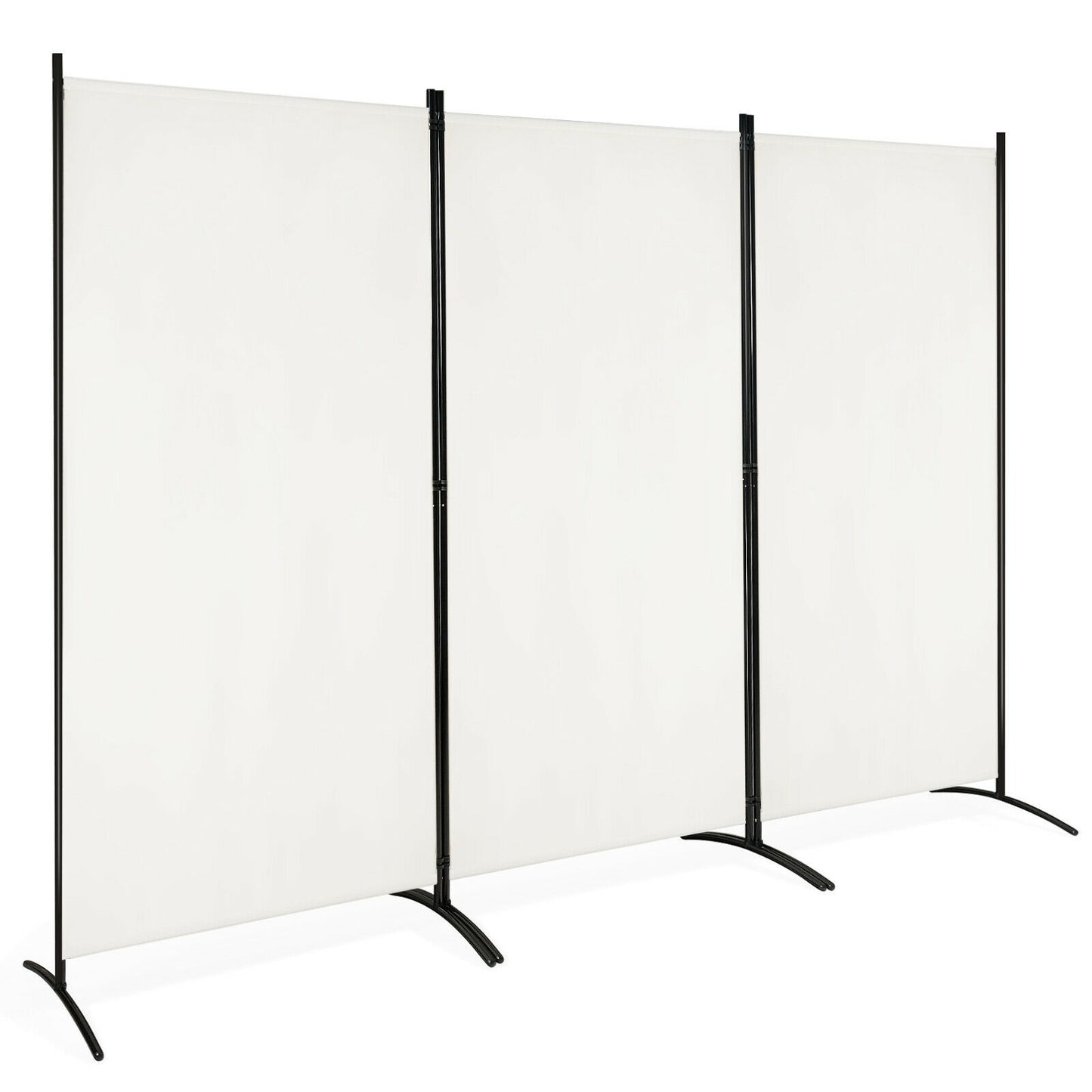 6 Foot 3 Panel White Room Divider with Durable Hinges and Steel Base