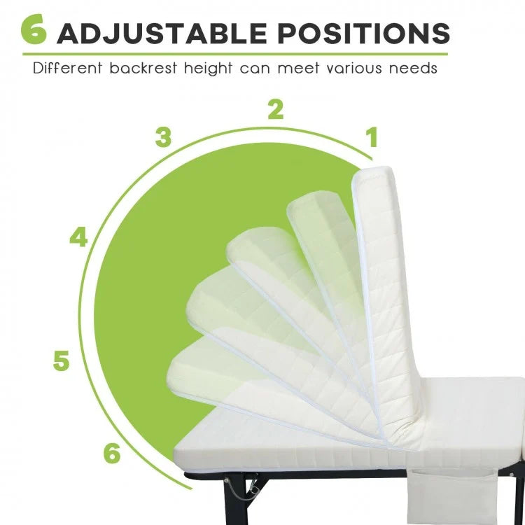 Portable Folding Adjustable Guest Bed with Lounge Function and Wheels - White