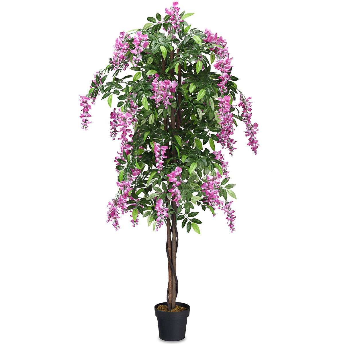 Elegant 6' Artificial Wisteria Tree with Lush Silk Leaves and Flowers