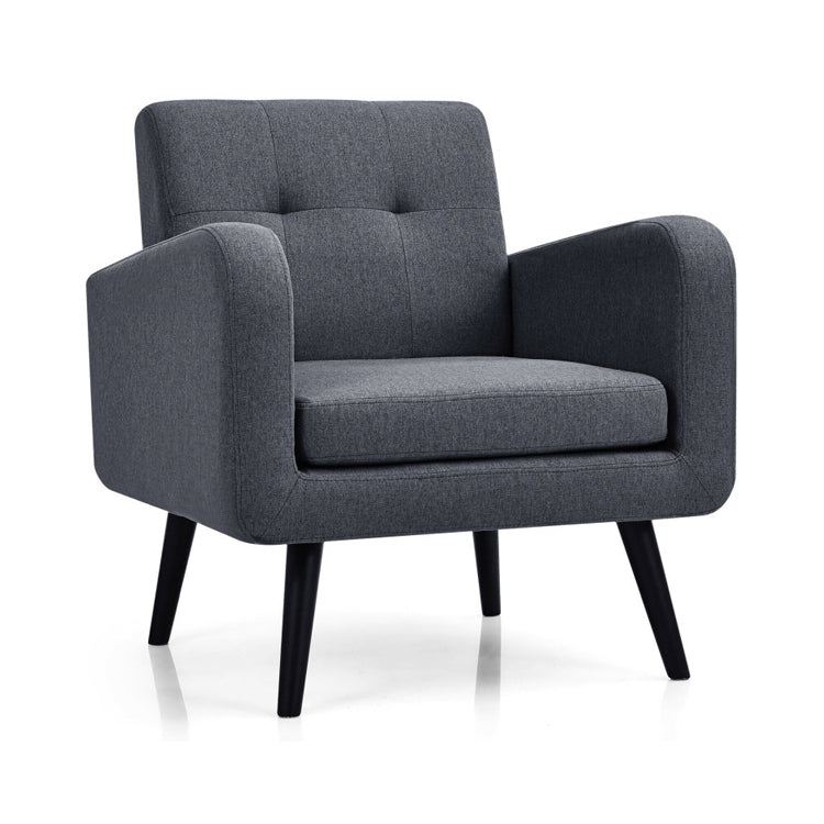 Contemporary Single Sofa Chair with Cushioned Seat and Wood Frame - Grey