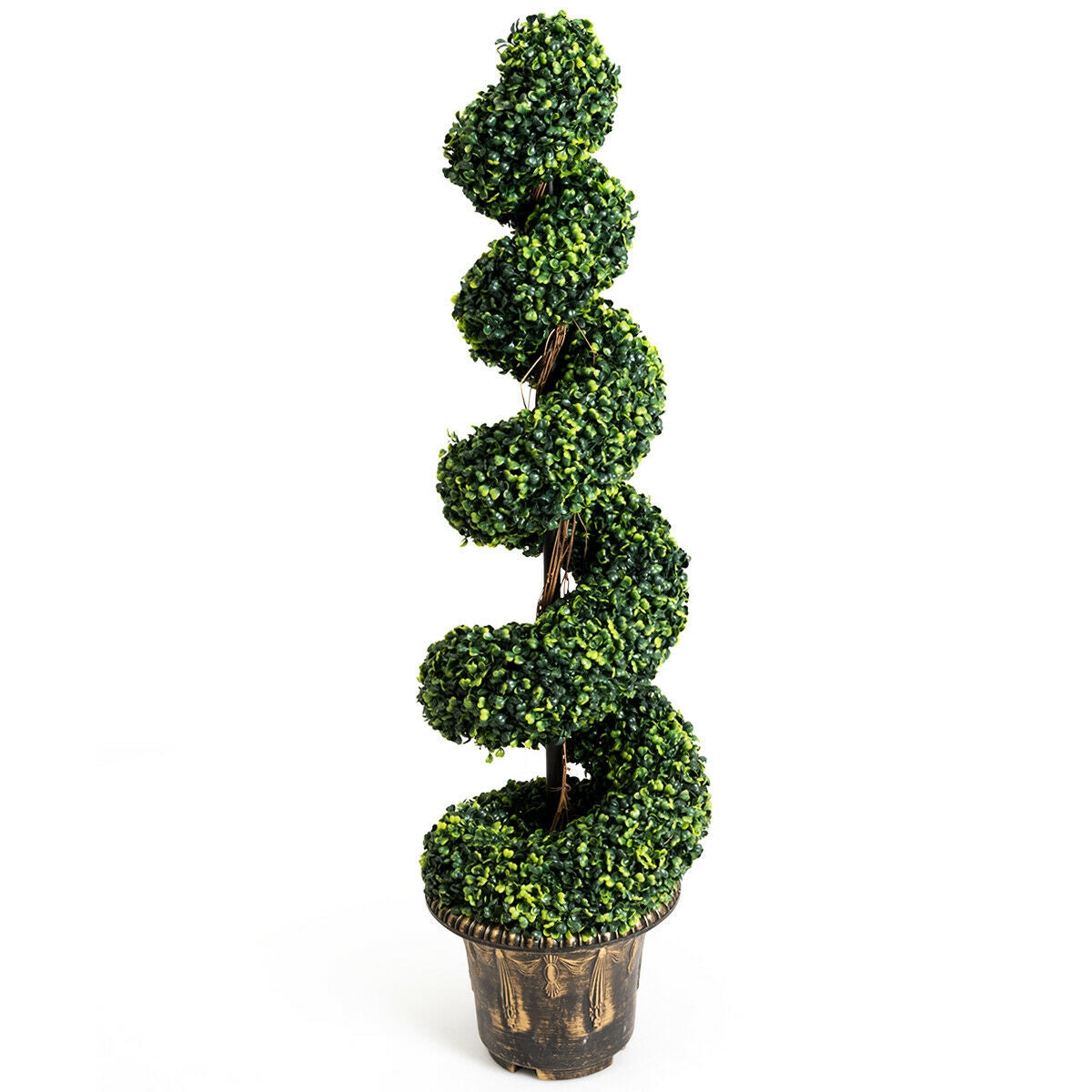 Set of 2 - 4ft Artificial Boxwood Spiral Trees for Indoor and Outdoor Décor
