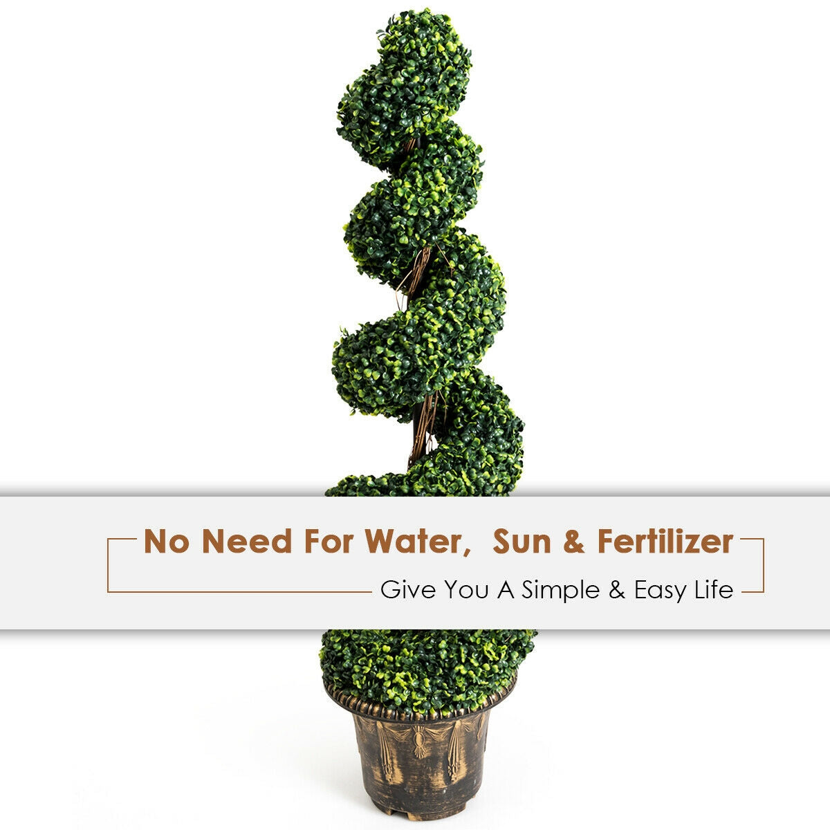 Set of 2 - 4ft Artificial Boxwood Spiral Trees for Indoor and Outdoor Décor
