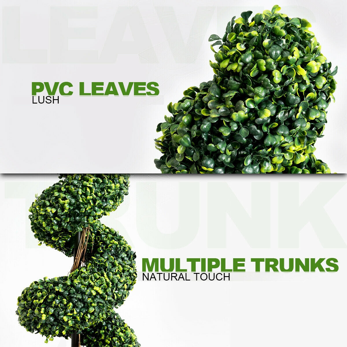 Set of 2 - 4ft Artificial Boxwood Spiral Trees for Indoor and Outdoor Décor