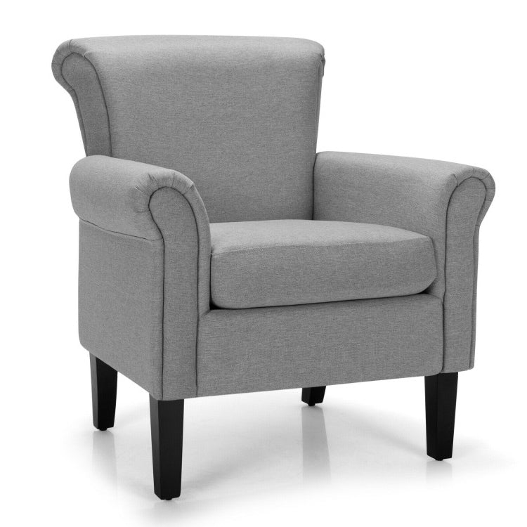 Comfort Accent Chair with Wide Seat and Adjustable Foot Pads - Light Grey