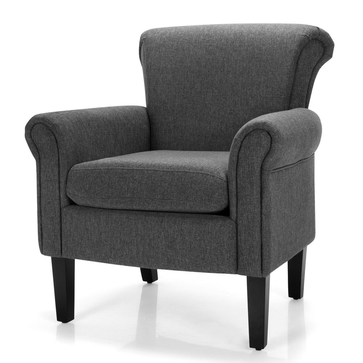 Comfort Accent Chair with Wide Seat and Adjustable Foot Pads - Dark Grey