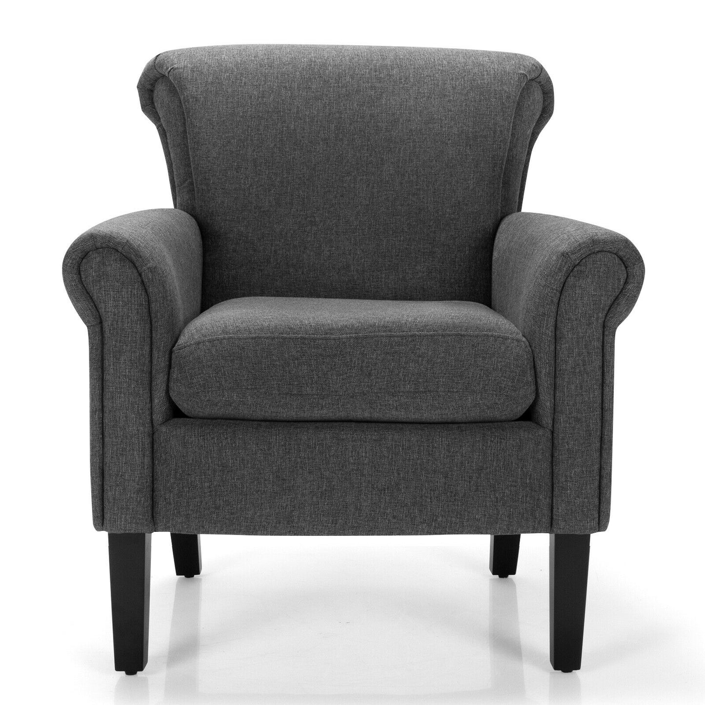 Comfort Accent Chair with Wide Seat and Adjustable Foot Pads - Dark Grey