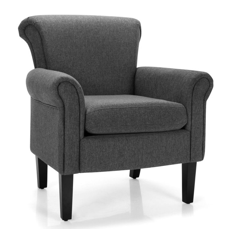 Comfort Accent Chair with Wide Seat and Adjustable Foot Pads - Dark Grey