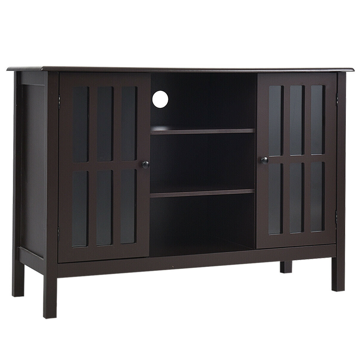 Modern Wooden TV Stand Cabinet with Storage for TVs up to 50 Inches – Brown Finish