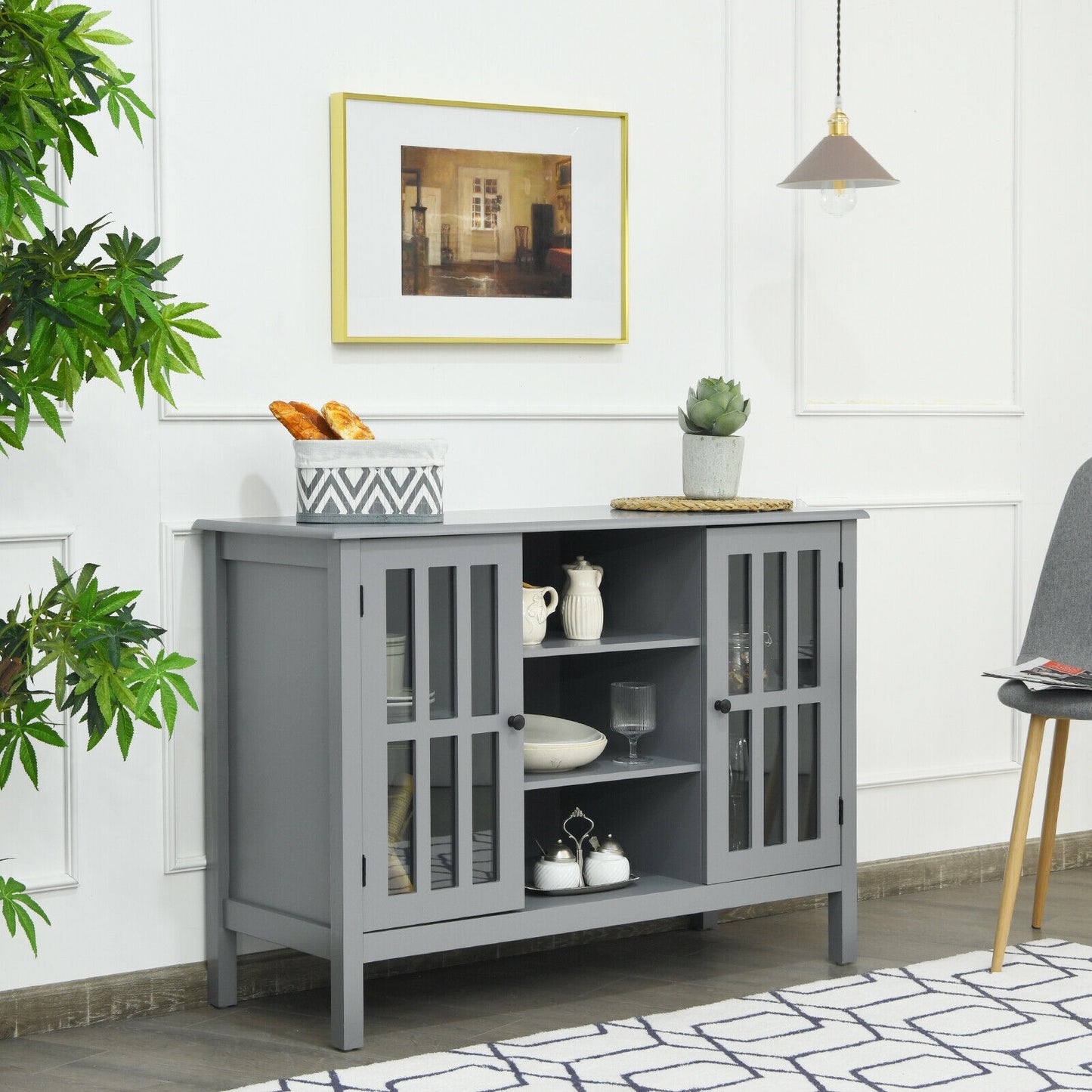 Modern Wooden TV Stand Cabinet with Storage for TVs up to 50 Inches – Grey