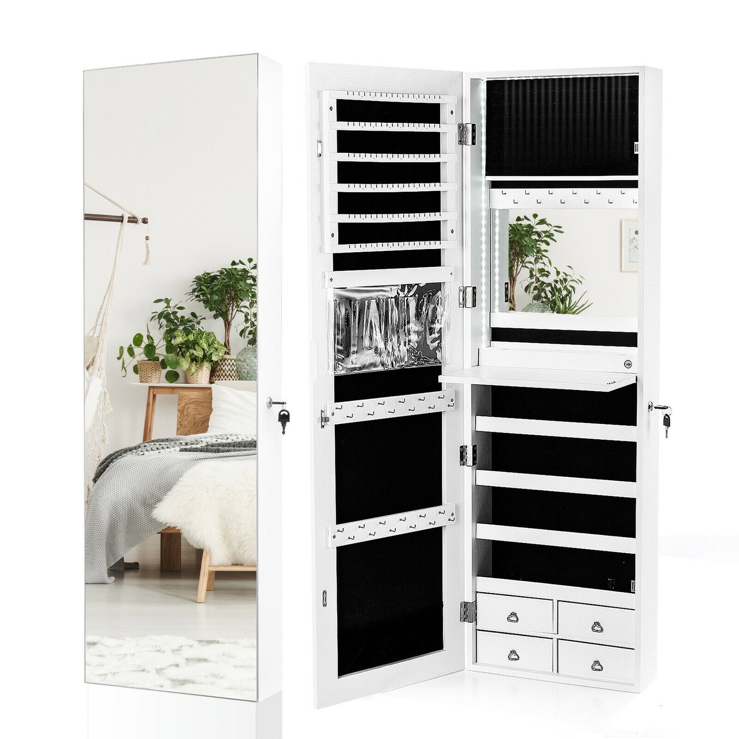 4 Drawer Multipurpose Storage Cabinet with Adjustable Shelves – White