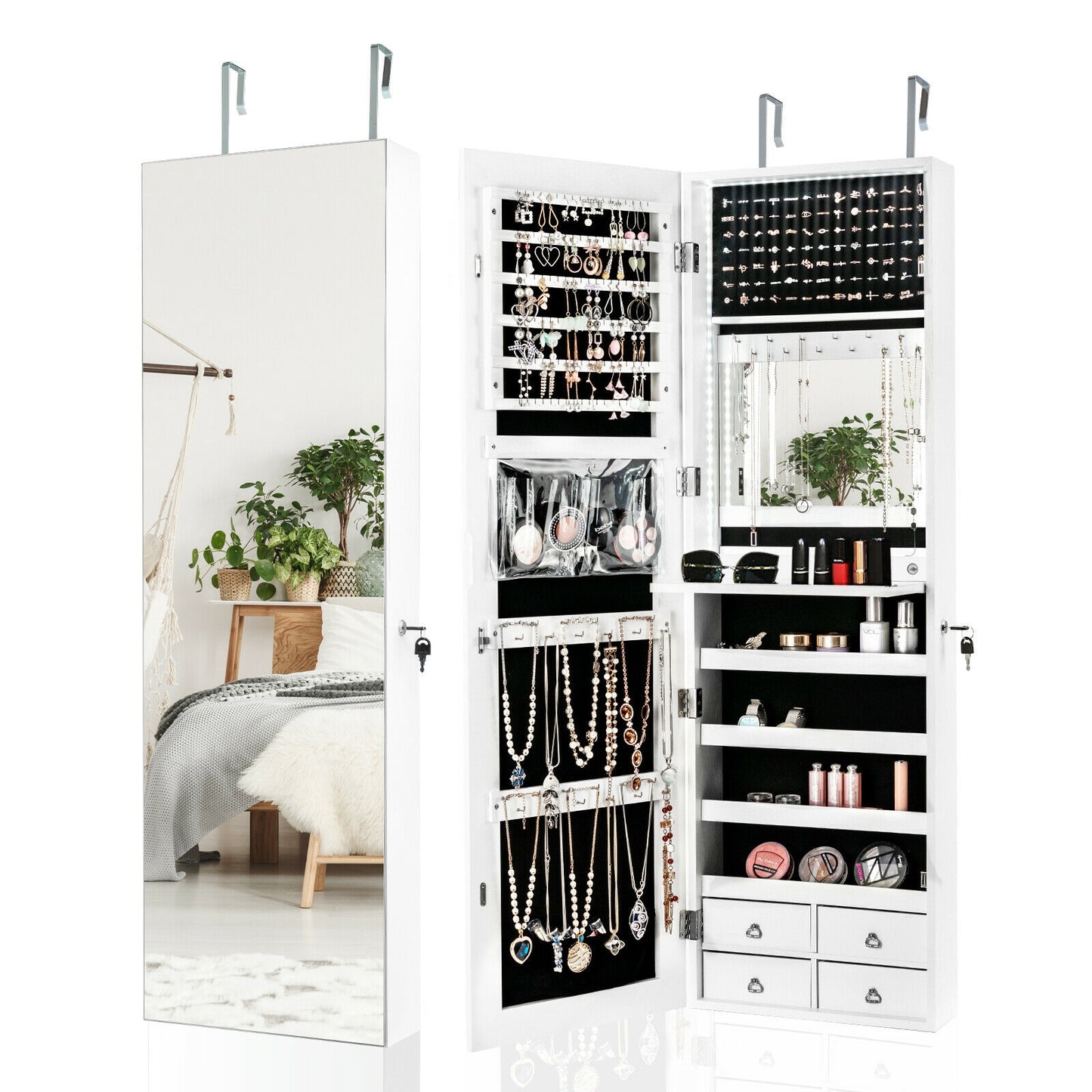 4 Drawer Multipurpose Storage Cabinet with Adjustable Shelves – White