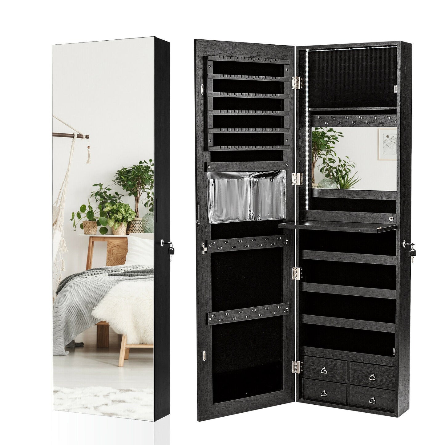 4 Drawer Multipurpose Storage Cabinet with Adjustable Shelves – Black