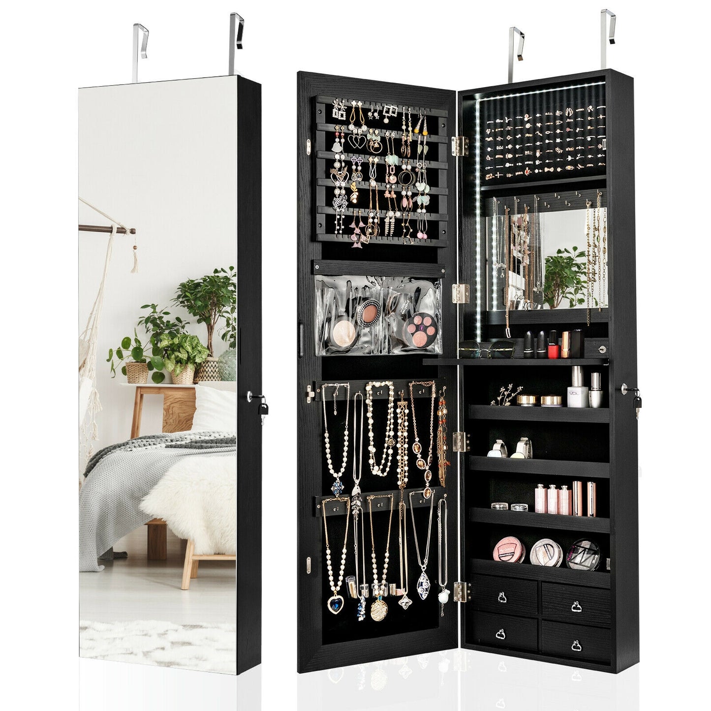 4 Drawer Multipurpose Storage Cabinet with Adjustable Shelves – Black