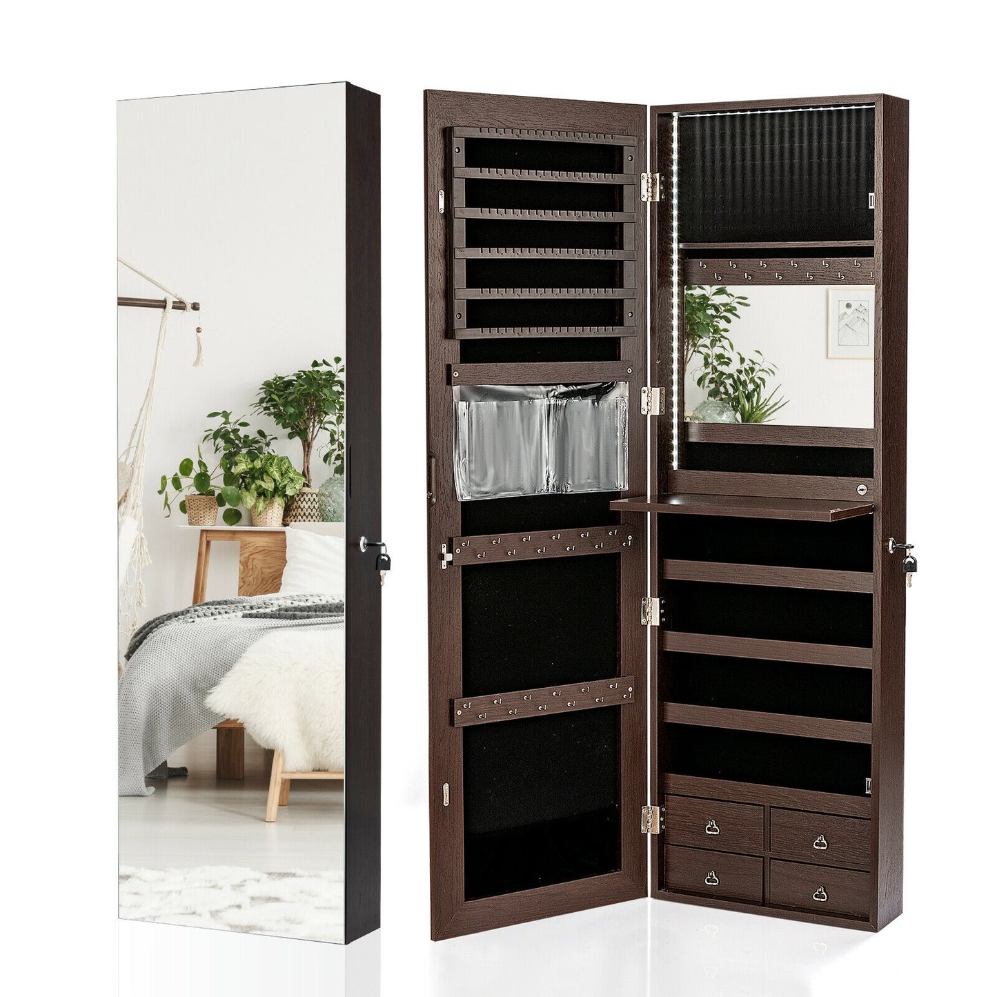 4 Drawer Multipurpose Storage Cabinet with Adjustable Shelves – Brown