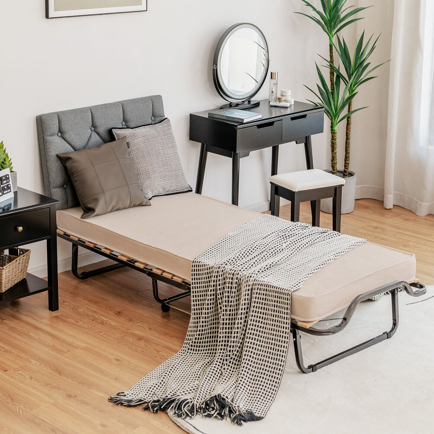 Portable Rollaway Bed with Memory Foam Mattress and Dust-Proof Bag – Made in Italy