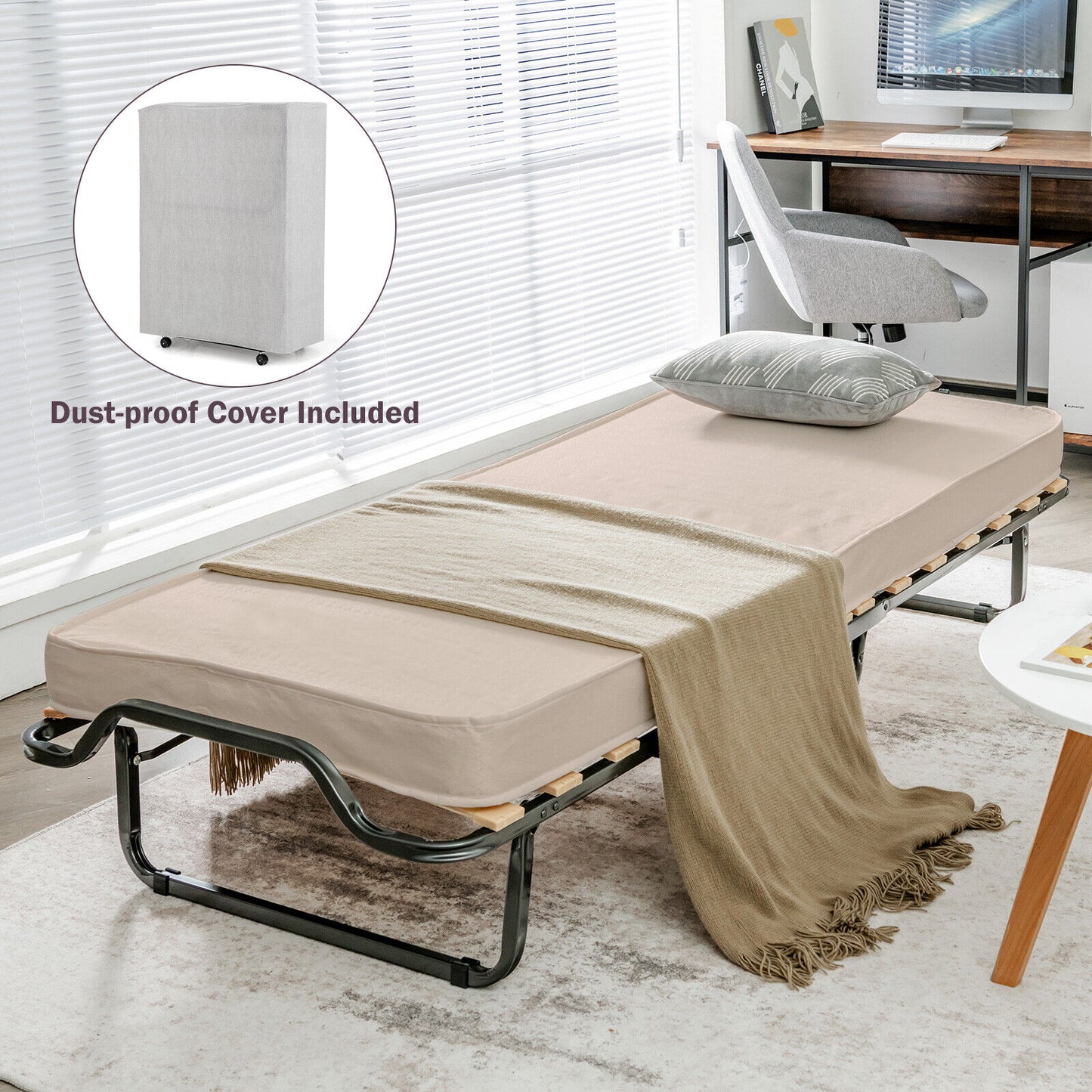 Portable Rollaway Bed with Memory Foam Mattress and Dust-Proof Bag – Made in Italy