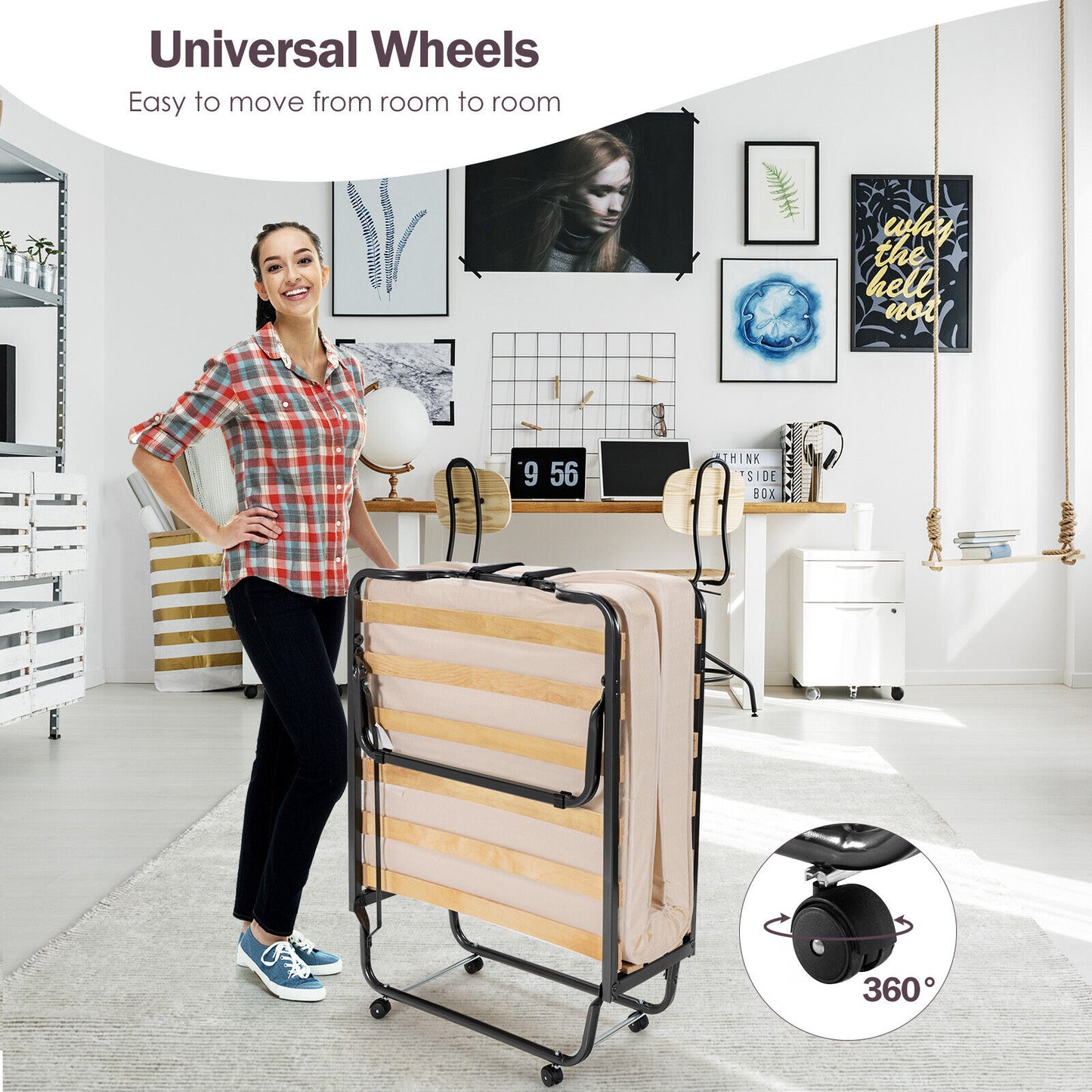 Portable Rollaway Bed with Memory Foam Mattress and Dust-Proof Bag – Made in Italy