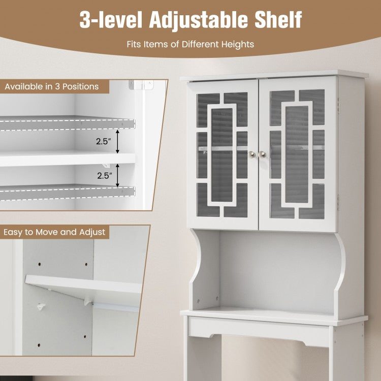 Over-the-Toilet Bathroom Spacesaver Cabinet with Door Storage
