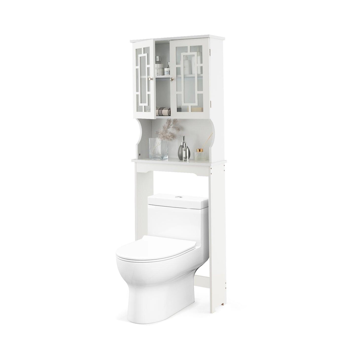 Over-the-Toilet Bathroom Spacesaver Cabinet with Door Storage
