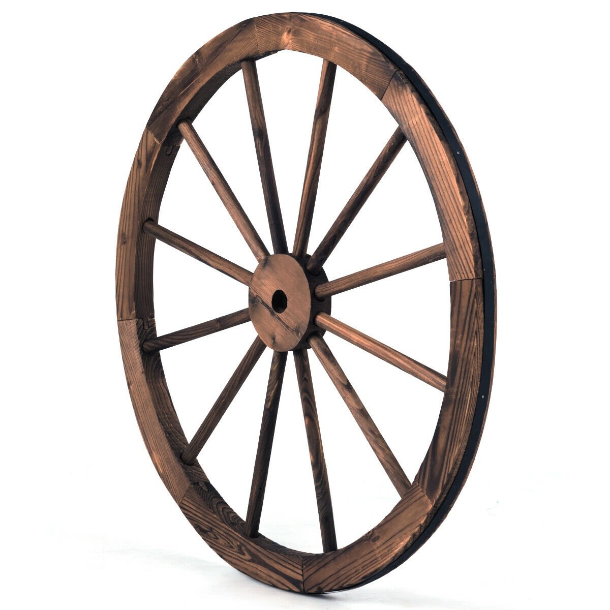 Set of 2 30 Inch Rustic Decorative Wooden Wagon Wheels