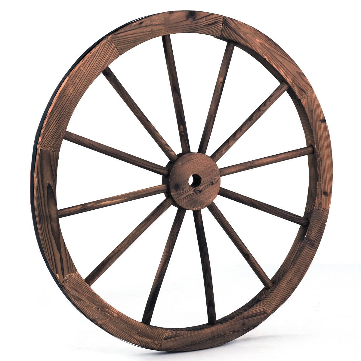 Set of 2 30 Inch Rustic Decorative Wooden Wagon Wheels