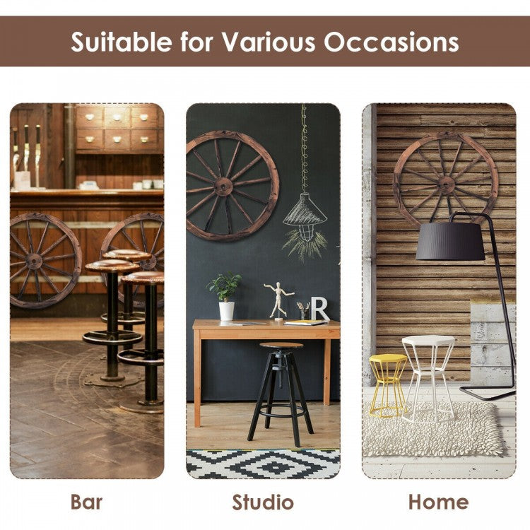 Set of 2 30 Inch Rustic Decorative Wooden Wagon Wheels