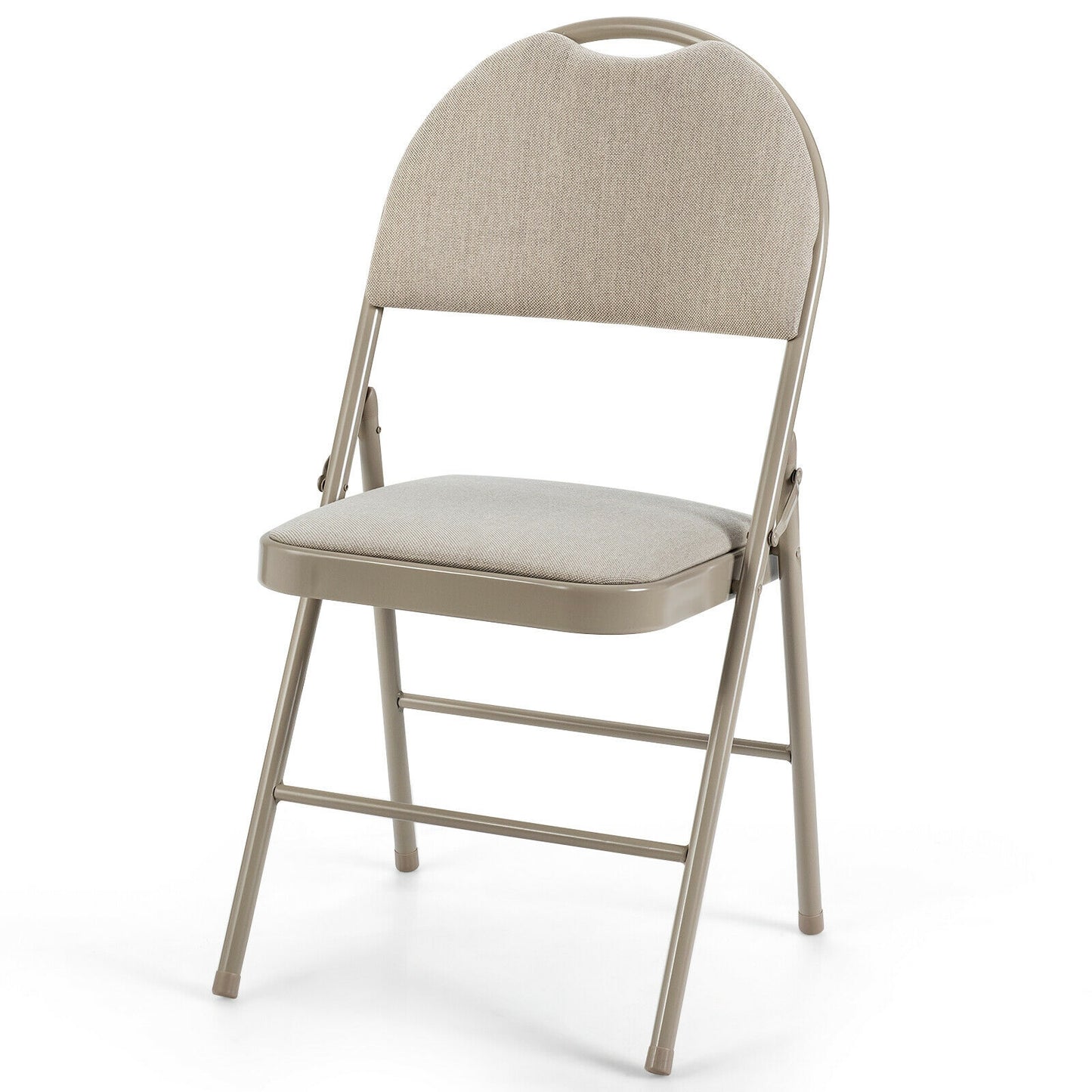 Set of 6 Portable Folding Chairs with Padded Seats for Office Kitchen Dining - Beige