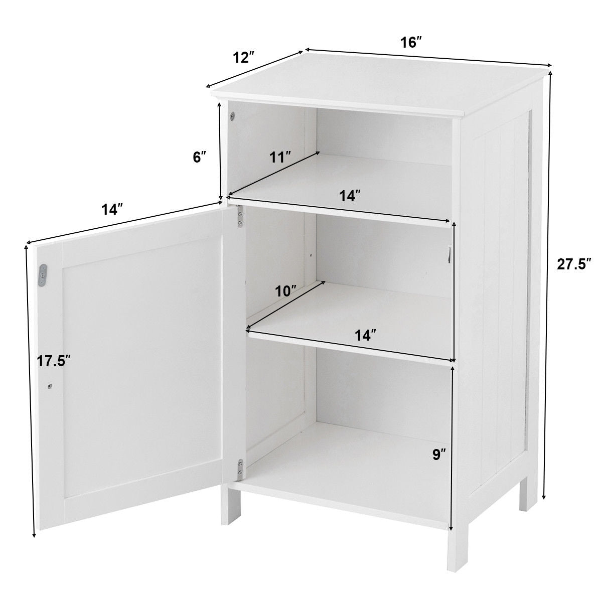 Freestanding Bathroom Storage Cabinet with Adjustable Shelves