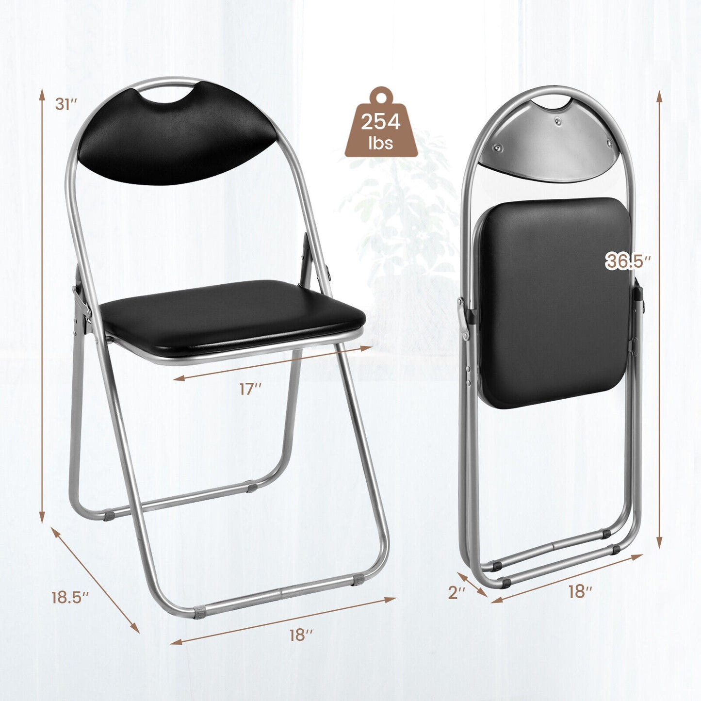 Set of 2 Portable Folding Chairs with Carrying Handles – Space-Saving, Sturdy & Comfortable