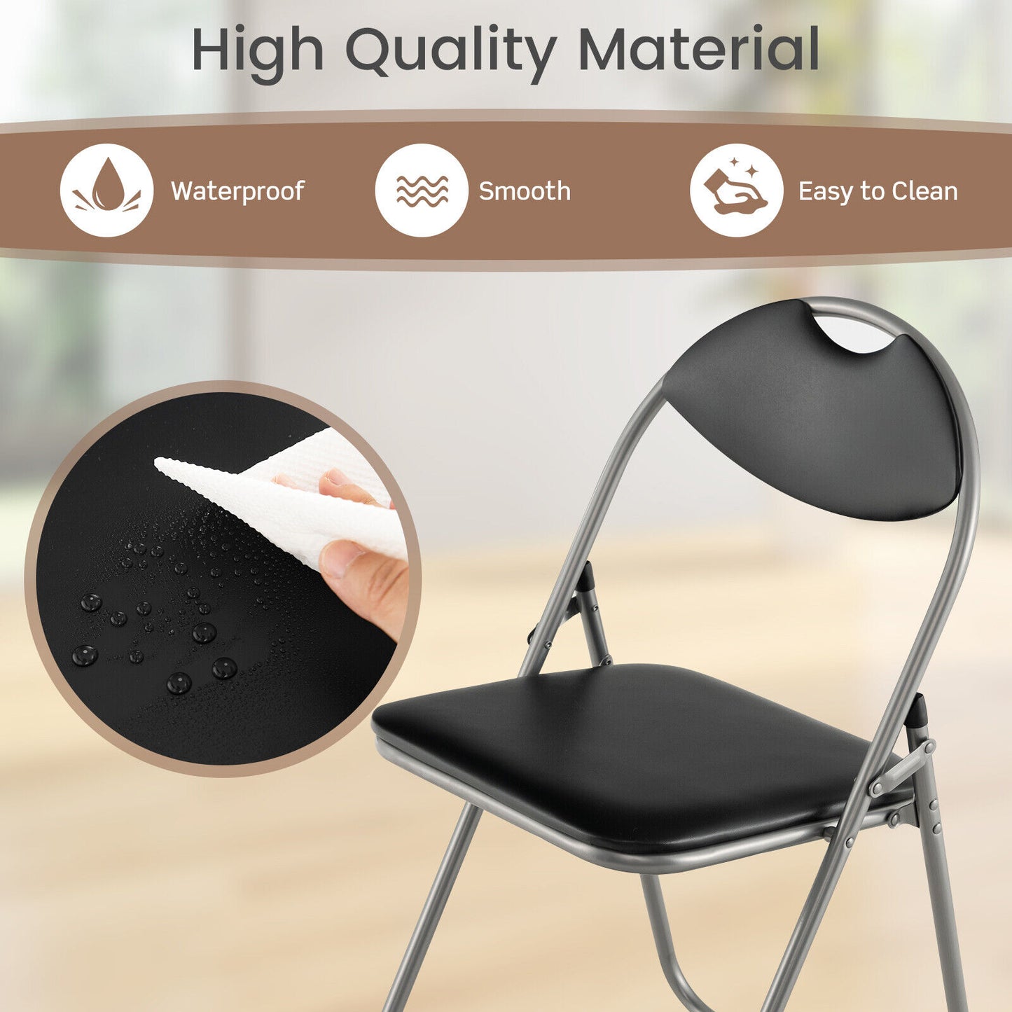 Set of 4 Portable Folding Chairs with Carrying Handles – Space-Saving, Sturdy & Comfortable