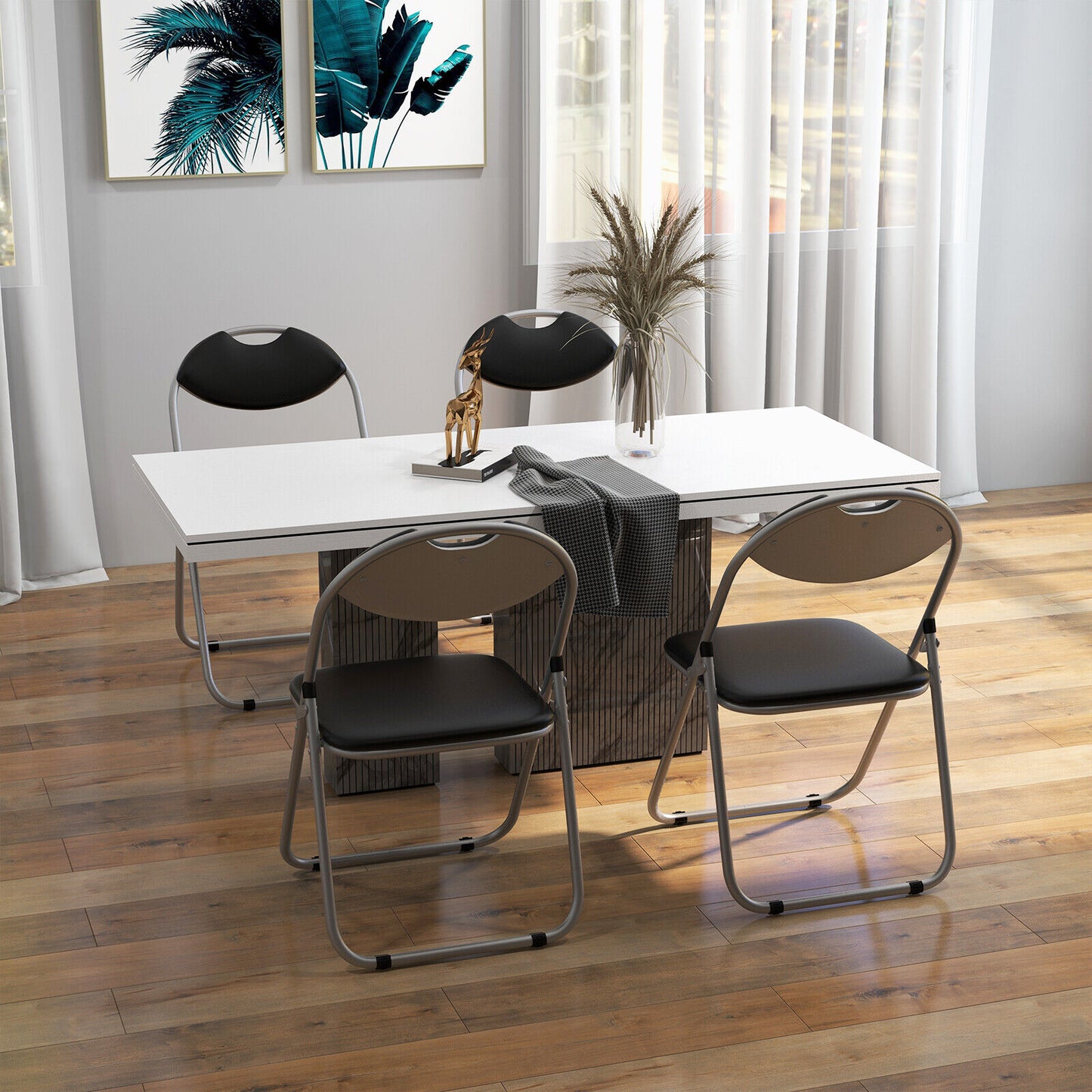 Set of 4 Portable Folding Chairs with Carrying Handles – Space-Saving, Sturdy & Comfortable