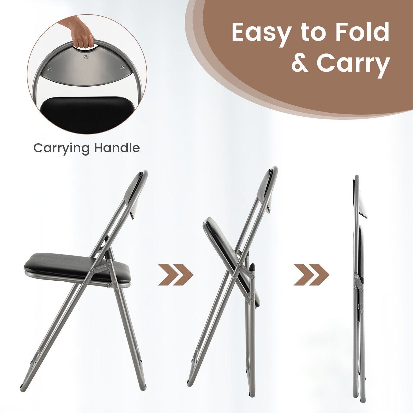 Set of 4 Portable Folding Chairs with Carrying Handles – Space-Saving, Sturdy & Comfortable