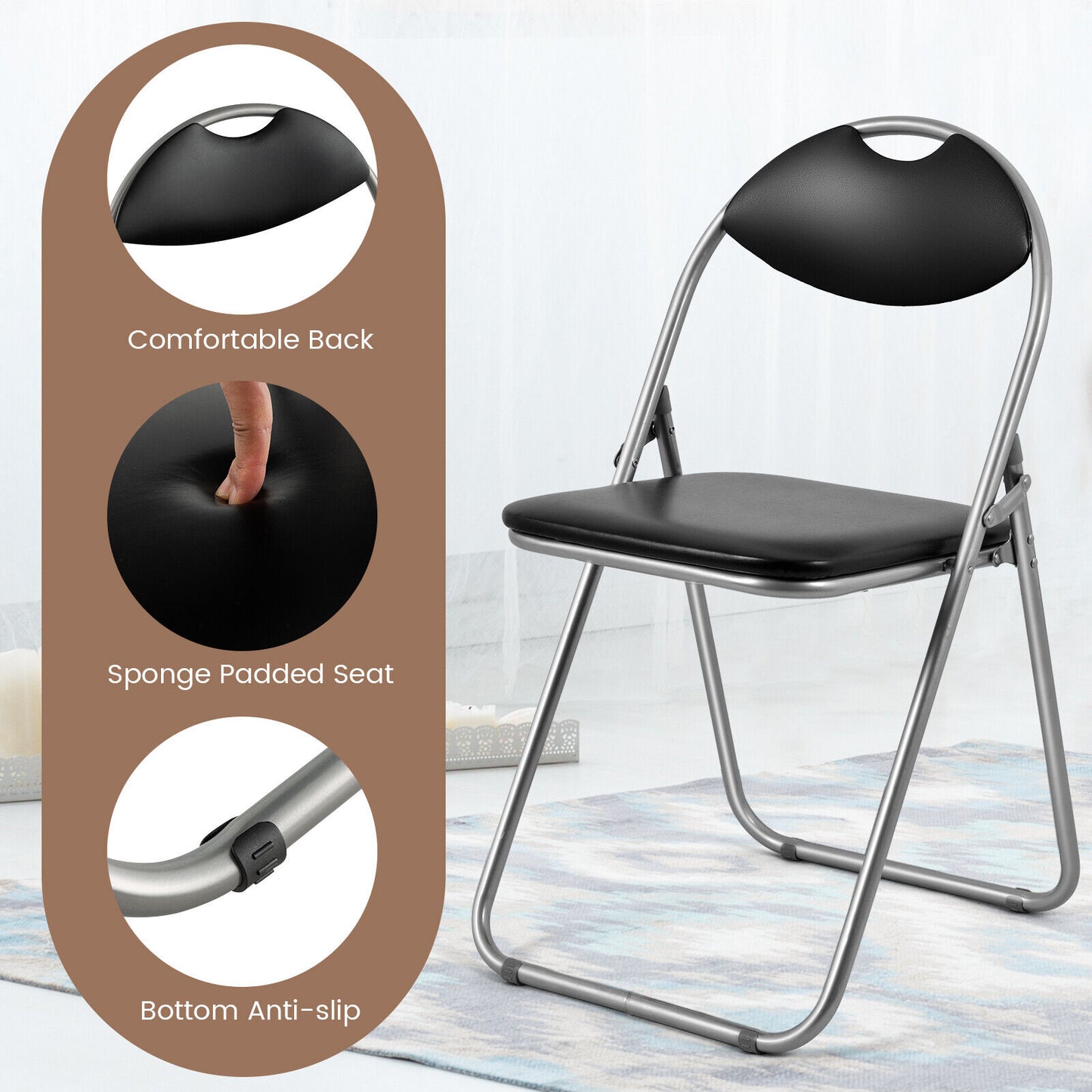 Set of 4 Portable Folding Chairs with Carrying Handles – Space-Saving, Sturdy & Comfortable