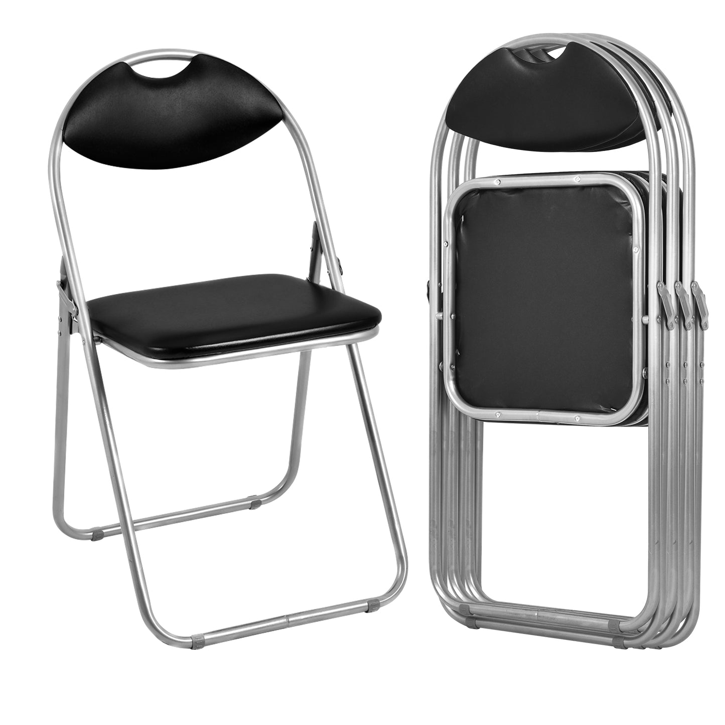 Set of 4 Portable Folding Chairs with Carrying Handles – Space-Saving, Sturdy & Comfortable